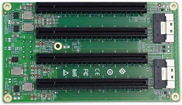 Main image of PCIe 4.0 Adapter Card, 2X SFF-8654 to 4X PCIe x16 Slots, 4-Lane Support