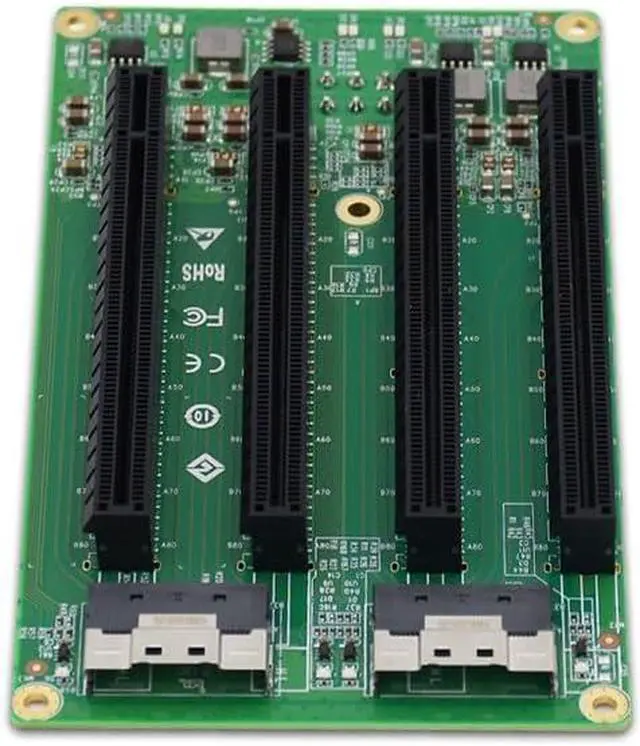 Alt view image 3 of 7 - PCIe 4.0 Adapter Card, 2X SFF-8654 to 4X PCIe x16 Slots, 4-Lane Support