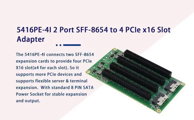Alt view image 5 of 7 - PCIe 4.0 Adapter Card, 2X SFF-8654 to 4X PCIe x16 Slots, 4-Lane Support