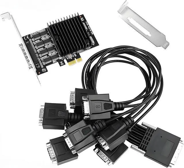 Alt view image 5 of 7 - PCI-E X1 to 8Port RS232 Serial Adapter Card VHDCI 68 to DB9 Port Extender for Desktop X4 X8 X16 Slot