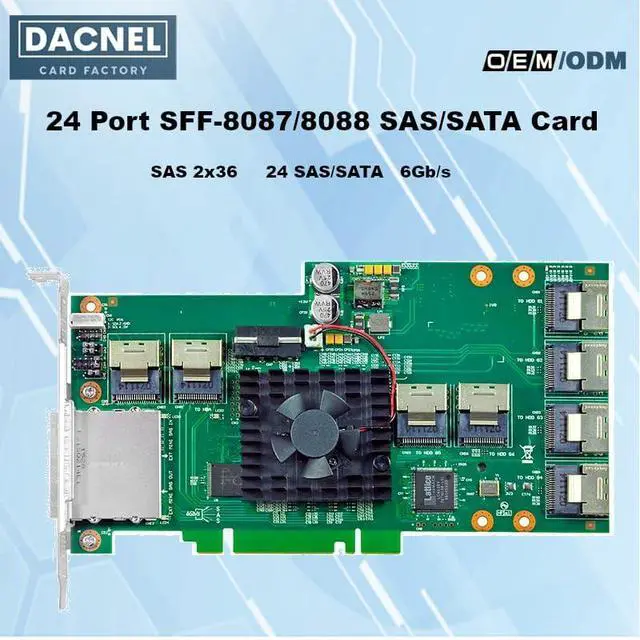 Alt view image 2 of 7 - 24-Port SAS/SATA Expansion Card, 6Gbps, SFF-8087/8088 Interface, PCIe