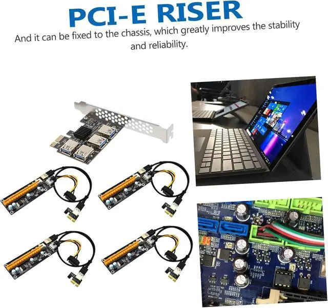 Alt view image 6 of 7 - Tofficu Pci-e Adapter Card Pcie Riser USB Mining Extender Pcie to USB High Performance Riser Card