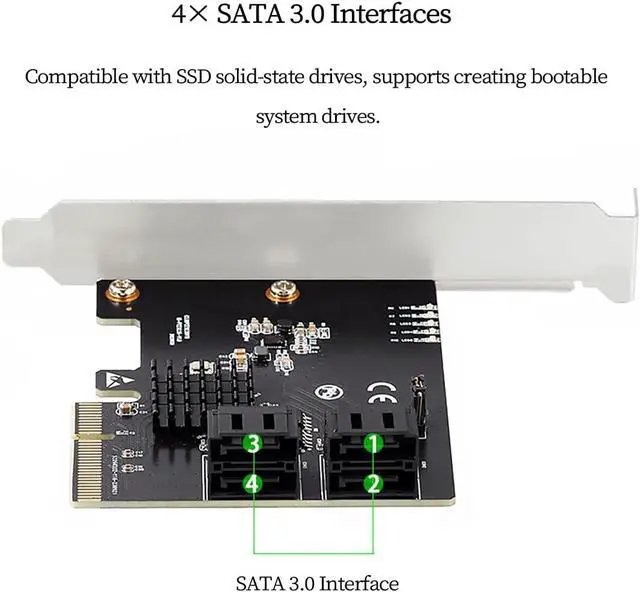 Alt view image 4 of 7 - PCIe X4 to 4-Port SATA 6Gbps RAID Controller Card, 9236 Chip SATA3.0 Expansion Adapter Supports RAID 0/1/10 4 SATA III Hard Drive PCI Express Card