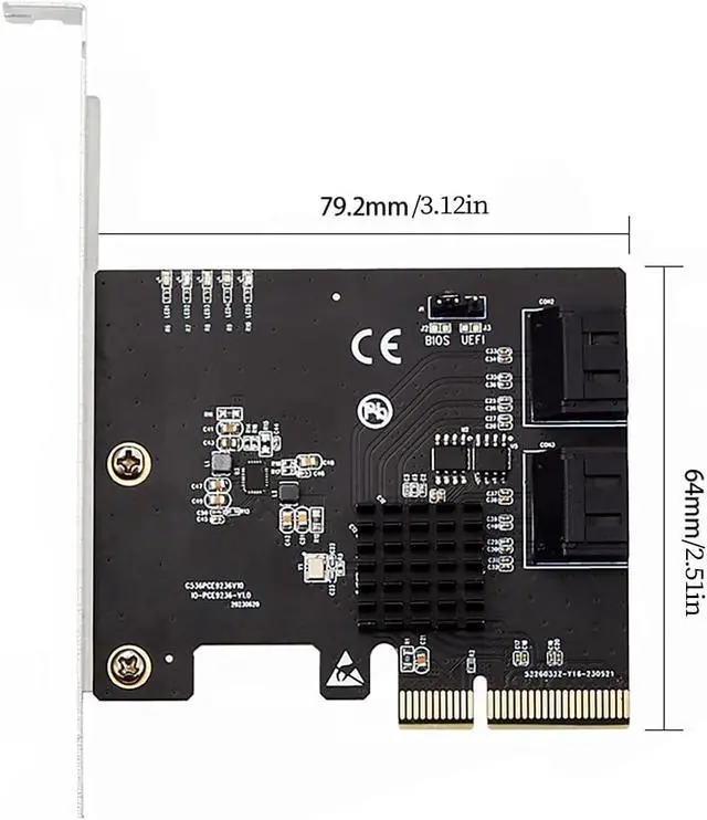 Alt view image 6 of 7 - PCIe X4 to 4-Port SATA 6Gbps RAID Controller Card, 9236 Chip SATA3.0 Expansion Adapter Supports RAID 0/1/10 4 SATA III Hard Drive PCI Express Card