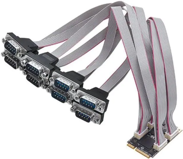Main image of Mini PCIe to 8-Port RS232 Serial Card Industrial COM Port Expansion Adapter with 8 DB9 Outputs, 15KV ESD Protection, Wide Temperature Range -40°C~85°C, Compatible with Windows/Linux Systems