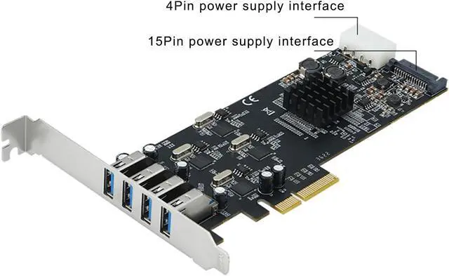 Alt view image 5 of 7 - PCIe 4 to USB3.0 Adapter Card with Four Fast Speed Channel for PC Upgrades