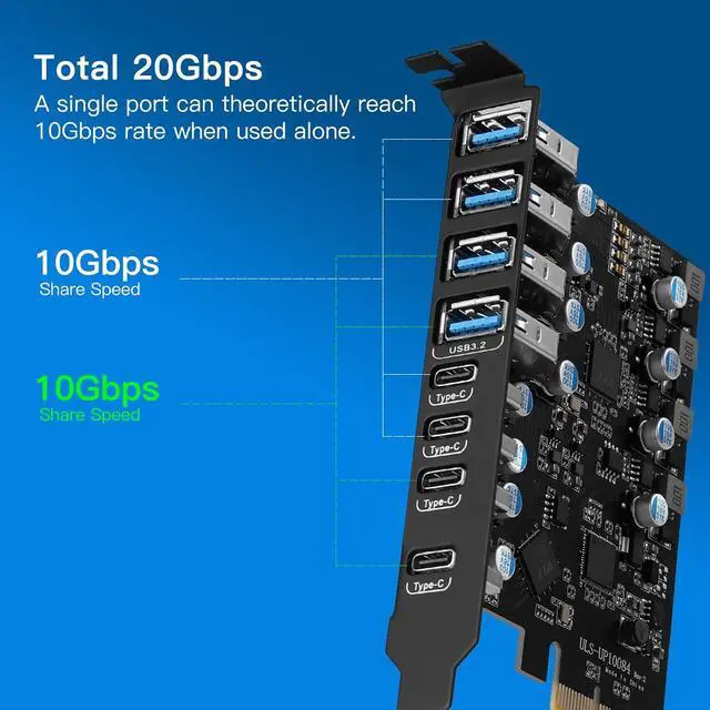 Alt view image 6 of 7 - ljhnba PCIE USB3.2 High Speed Expansion Card TypeC + USB3.2 PCI-E X16 for Desktop Computer PCIE USB Adapter