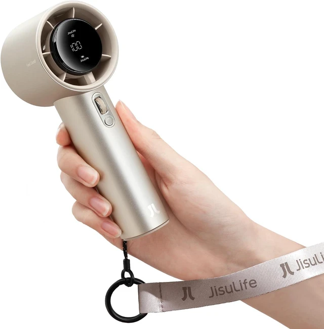 Main image of JISULIFE Handheld Fan Pro1S - Next-Gen Airflow: Up to 40h Runtime, Metal Body - Enduring Quality, 1-100 Speed Scroll Wheel, 5000mAh-Portable Fan for Travel, Gifts for Women Men(Amber Gold)