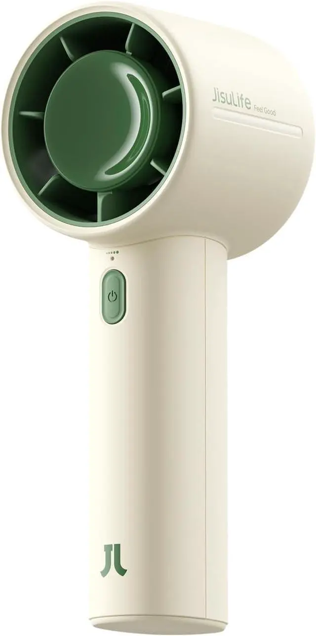 Main image of JISULIFE Portable Handheld Fan, 4000mAh Mini Rechargeable, 5 Speeds & Up to 22H Cooling. Ideal for travel, camping, beach, and makeup. Gift for Women, Men, Bridesmaids, Birthday (Beige)