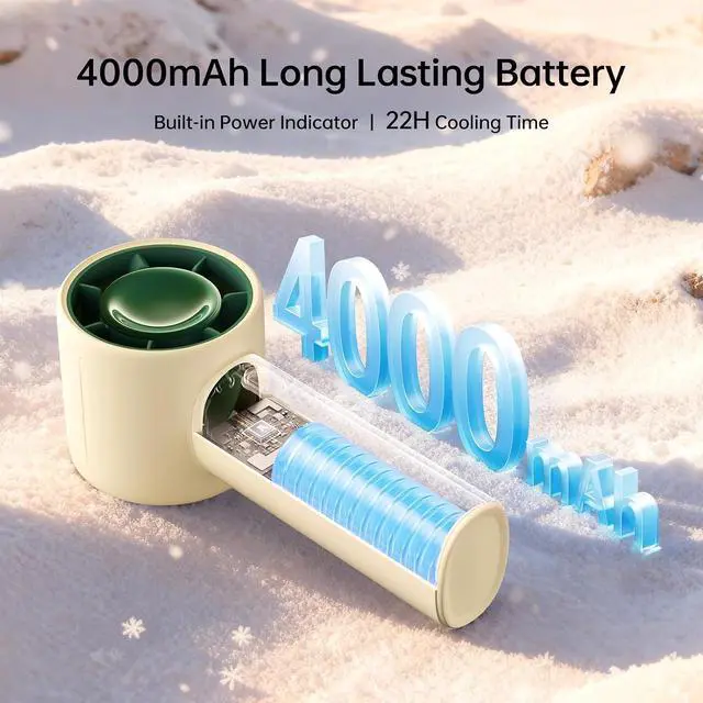 Alt view image 5 of 7 - JISULIFE Portable Handheld Fan, 4000mAh Mini Rechargeable, 5 Speeds & Up to 22H Cooling. Ideal for travel, camping, beach, and makeup. Gift for Women, Men, Bridesmaids, Birthday (Beige)