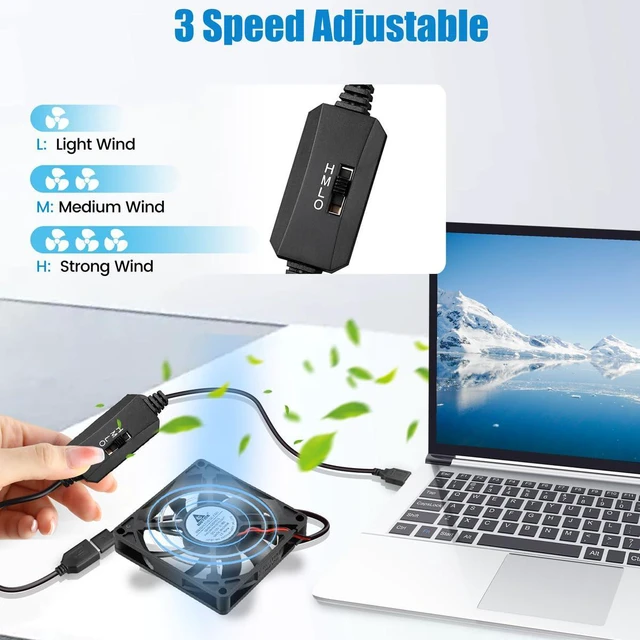 Alt view image 3 of 7 - Gdstime USB DC 5V Power 80mm 8cm 80x80x15mm Brushless Cooling Fan