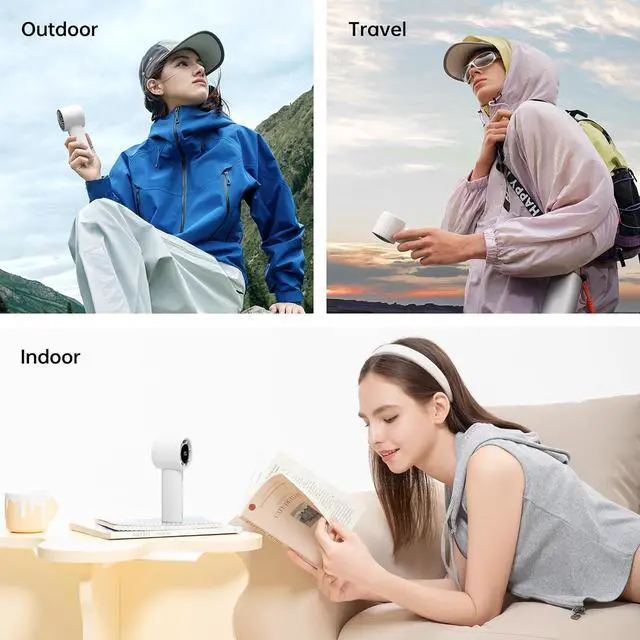 Alt view image 6 of 7 - JISULIFE Mini Handheld Fan, 5000mAh Rechargeable Fan Portable, Up to 28 Hours Cooling, 5 Speed Strong Wind, Small Personal Fan for Travel Outdoor Camping Beach Makeup (Blue)