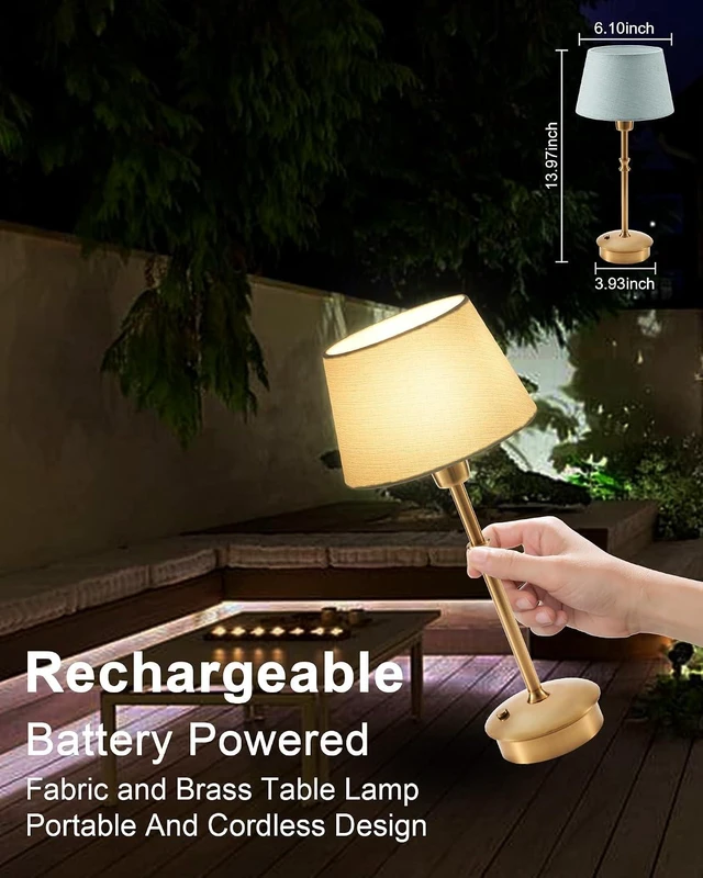 Alt view image 4 of 7 - UMEXUS 2 Pack Small Cordless Rechargeable Table Lamp, Battery Operated Lamp