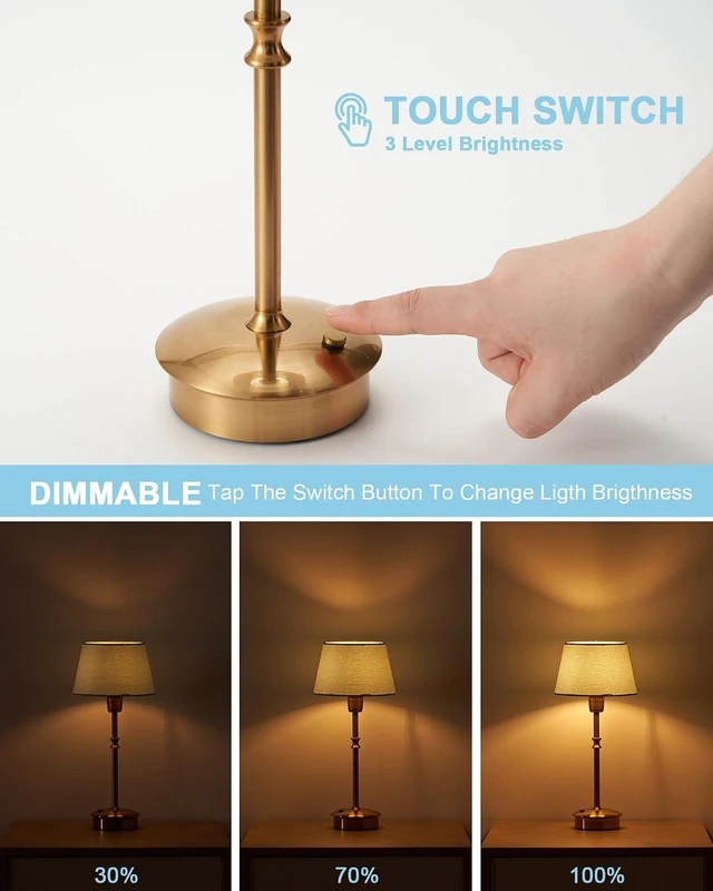 Alt view image 6 of 7 - UMEXUS 2 Pack Small Cordless Rechargeable Table Lamp, Battery Operated Lamp