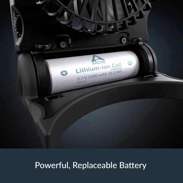 Alt view image 4 of 7 - ARCTIC Summair 2Go (Black) - Rechargeable Powerful Handheld Fan with Stand, Infinitely Variable Speed, 4-77h Running Time, USB-C Connection (incl. USB-A Cable) - Black