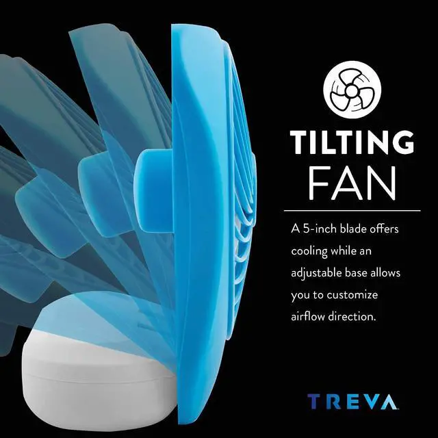 Alt view image 3 of 6 - O2COOL Treva 5 Inch Battery Powered Fan Portable Desk Fan 2 Cooling Speeds with Compact Folding & Tilt Design Cubicle Accessories Small Portable 2 Pack (Blue)