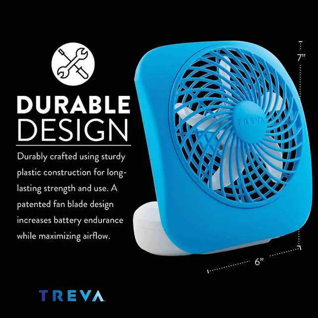 Alt view image 4 of 6 - O2COOL Treva 5 Inch Battery Powered Fan Portable Desk Fan 2 Cooling Speeds with Compact Folding & Tilt Design Cubicle Accessories Small Portable 2 Pack (Blue)