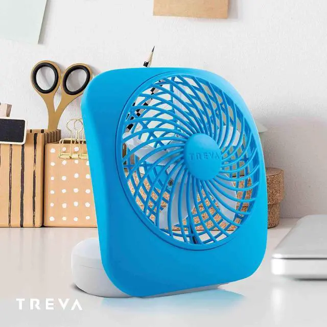 Alt view image 5 of 6 - O2COOL Treva 5 Inch Battery Powered Fan Portable Desk Fan 2 Cooling Speeds with Compact Folding & Tilt Design Cubicle Accessories Small Portable 2 Pack (Blue)