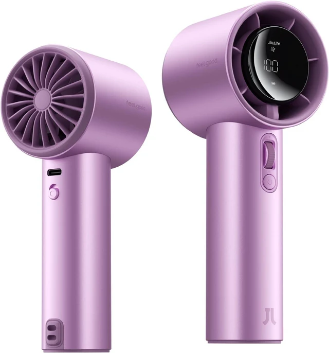 Main image of JISULIFE Handheld Fan Pro1S - Next-Gen Airflow: Up to 40h Runtime, Electroplated Body - Luxury Shine, 1-100 Speed Scroll Wheel, 5000mAh-Portable Fan for Travel, Gifts for Women Men(Chrome Purple)