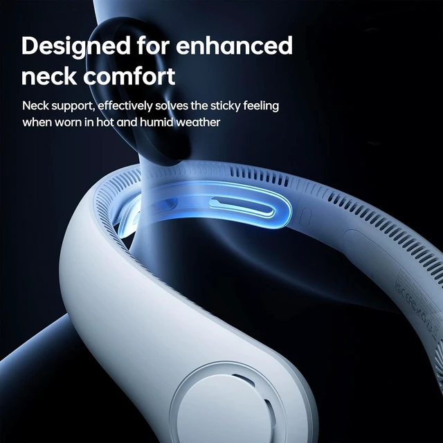 Alt view image 2 of 7 - JISULIFE Portable Neck Fan Upgraded, Neckbrace Personal Hands Free, 5 Speed Gears Adjustment, 6000 mAh Wearable Bladeless Quiet Rechargeable for Outdoor Indoor, Gifts for Women Men- Light Blue