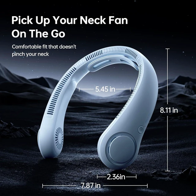 Alt view image 5 of 7 - JISULIFE Portable Neck Fan Upgraded, Neckbrace Personal Hands Free, 5 Speed Gears Adjustment, 6000 mAh Wearable Bladeless Quiet Rechargeable for Outdoor Indoor, Gifts for Women Men- Light Blue