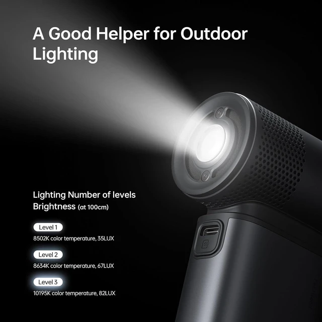 Alt view image 4 of 7 - JISULIFE Portable Handheld Fan Ultra2 9000mAh, 5 IN 1, Up to 25Hrs, 100 Speed Turbo Fan, 18W Power Bank, Flashlight, Metal Shell, Travel Essentials Gifts for Men with Splash Proof Portable Case-Grey