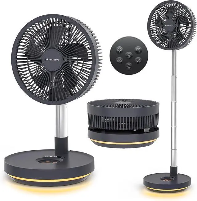 Main image of Primevolve Portable Rechargeable Oscillating Fan, Battery Operated Fan Adjustable Height, USB Home Office Outdoor Camping Travel, Dark Gray 10"