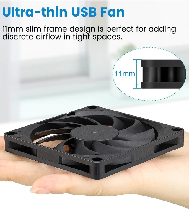 Alt view image 6 of 7 - GDSTIME Dual USB Fan 80mm x 10mm, 5V Powered L/M/H 3 Speeds Control