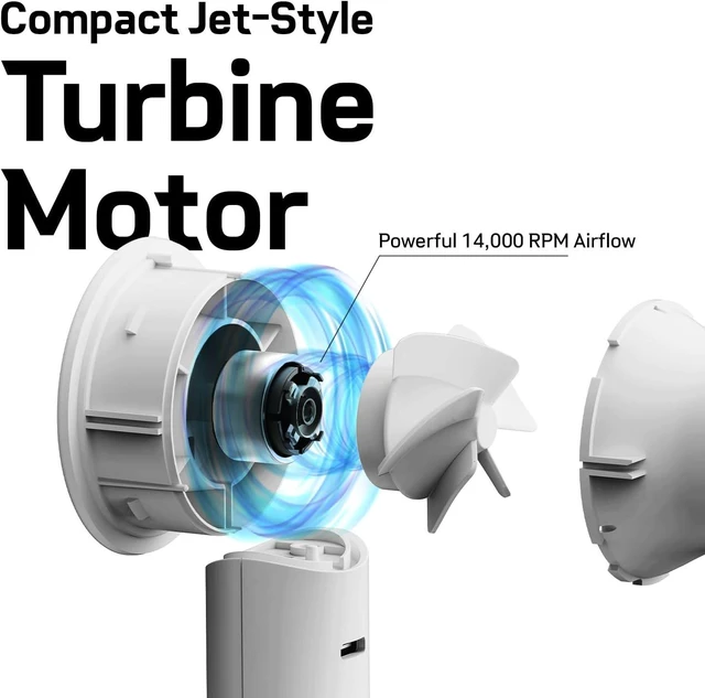 Alt view image 2 of 7 - Bluefeel Portable Handheld Turbo Fan, 5-Speed Mini Personal Fan with Adjustable Turbo Mode, 16H Max Cooling Time, and 3000mAh USB Rechargeable Battery for Travel/Outdoor/Home/Office (Peach Pink)
