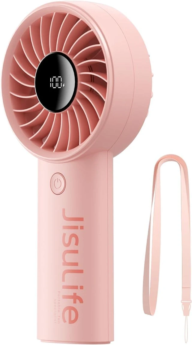 Main image of JISULIFE Handheld Fan Life9, 3600mAh Mini USB Rechargeable Personal Makeup/Lash Fan, 5 Speeds for Women Men Travel Camping - Pink