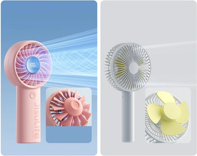 Alt view image 5 of 7 - JISULIFE Handheld Fan Life9, 3600mAh Mini USB Rechargeable Personal Makeup/Lash Fan, 5 Speeds for Women Men Travel Camping - Pink
