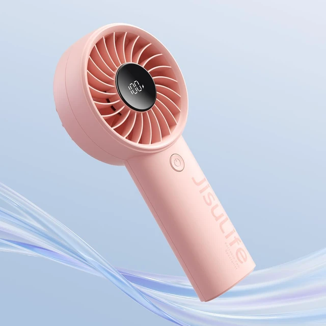 Alt view image 4 of 7 - JISULIFE Handheld Fan Life9, 3600mAh Mini USB Rechargeable Personal Makeup/Lash Fan, 5 Speeds for Women Men Travel Camping - Pink