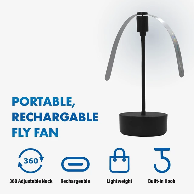 Alt view image 2 of 7 - Black USB-C Rechargeable Food Fan FF-BK-01, Outdoor Dining Accessory and BBQ Essential, Lightweight with Adjustable Neck, Picnic Table Accessory and Patio Must-Have