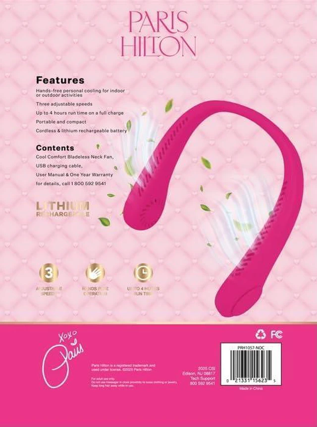 Alt view image 4 of 4 - Paris Hilton Portable Neck Fan with Built-in Cooling LED Light Hands-Free Personal Fan for Outdoor, Office, and Travel Use