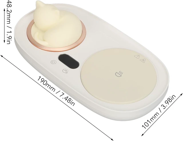 Alt view image 2 of 7 - Cute Cat Electric Mug Warmer with 3 Temperature Settings, Keeps Coffee Tea Milk Warm for Long, Auto Shut Off (White)