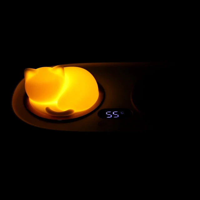 Alt view image 6 of 7 - Cute Cat Electric Mug Warmer with 3 Temperature Settings, Keeps Coffee Tea Milk Warm for Long, Auto Shut Off (White)