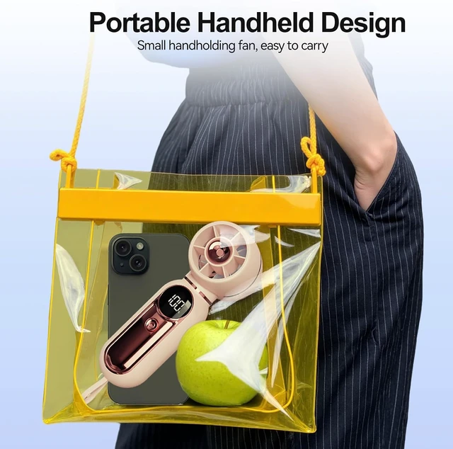 Alt view image 6 of 7 - AWINNER Portable Handheld Turbo Fan, 3 Speed Settings, 5000mAh Battery, Digital Display, 10 Hour Runtime (Pink)
