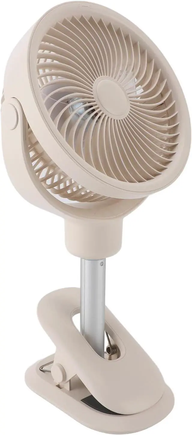 Alt view image 7 of 7 - Estink Oscillating Desk Fan USB Rechargeable Desktop Clip Fan with 4 Speeds LED Night Light Telescopic Stand Detachable Cover for Home Office Dorm Camping
