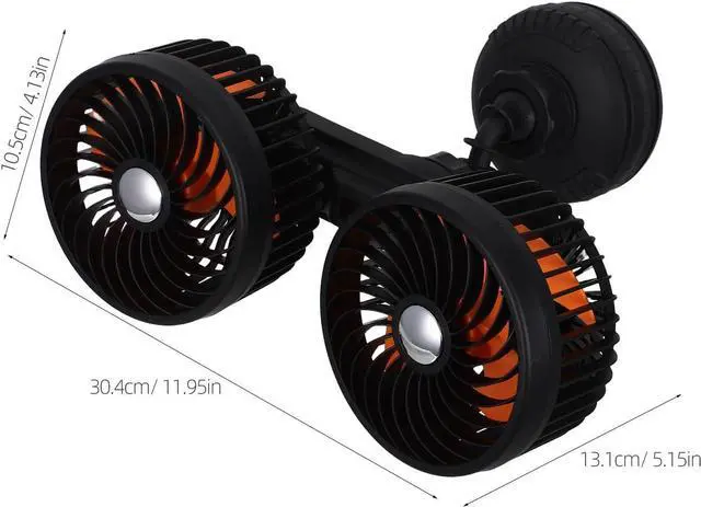 Alt view image 2 of 7 - NUOBESTY Rechargeable Dual-head Car Fan with Suction Cup, 4000mah Battery, 3-speed Adjustable and 360°
