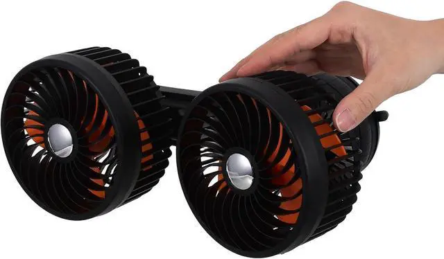 Alt view image 4 of 7 - NUOBESTY Rechargeable Dual-head Car Fan with Suction Cup, 4000mah Battery, 3-speed Adjustable and 360°