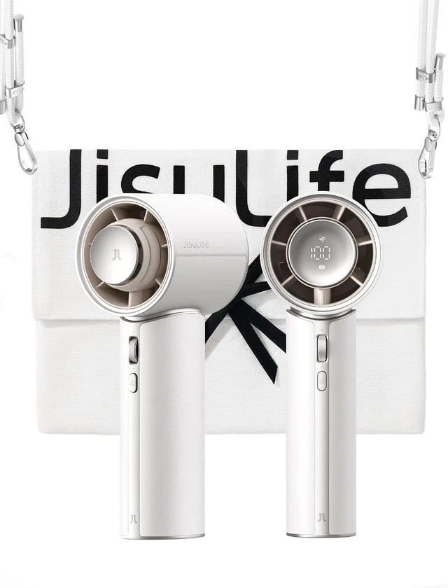 Main image of JISULIFE Handheld Fan - NextGen Cooling: 30H Max Runtime, 100Speed Turbo Air, Premium PU Leather, Aroma Pod Innovation, Portable Fan for Travel, Gifts for Women Men- Starry White (Pro1 Mini, 1Pc)