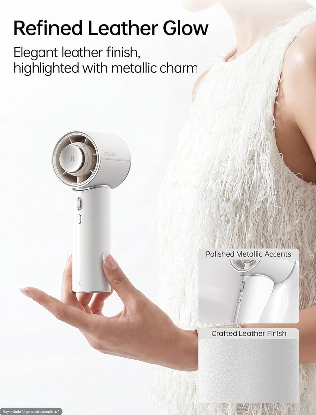 Alt view image 3 of 7 - JISULIFE Handheld Fan - NextGen Cooling: 30H Max Runtime, 100Speed Turbo Air, Premium PU Leather, Aroma Pod Innovation, Portable Fan for Travel, Gifts for Women Men- Starry White (Pro1 Mini, 1Pc)