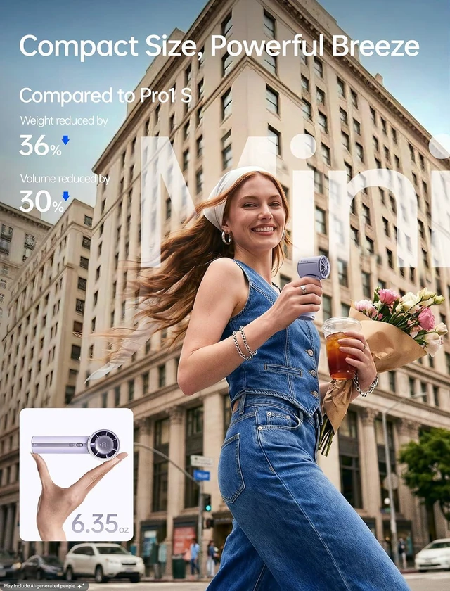 Alt view image 6 of 7 - JISULIFE Handheld Fan - NextGen Cooling: 30H Max Runtime, 100Speed Turbo Air, Premium PU Leather, Aroma Pod Innovation, Portable Fan for Travel, Gifts for Women Men- Misty Purple (Pro1 Mini, 1Pc)