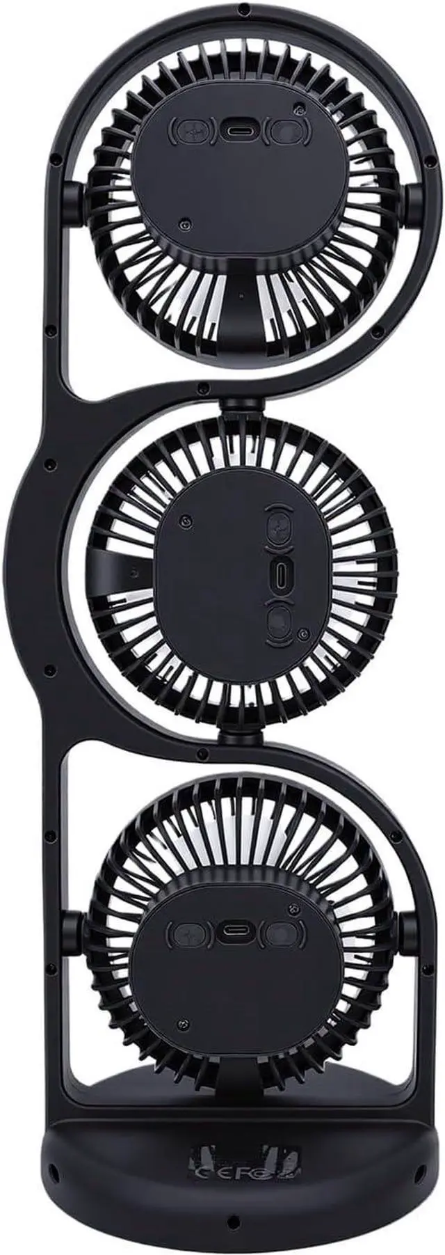 Alt view image 3 of 7 - Estink Portable Desk Fan USB Rechargeable Desk Fan ABS 3 Head 5 Speeds 360 Air Circulation 360 Degree Adjustable for Study Work Outdoor Table Nightstand (Grey)