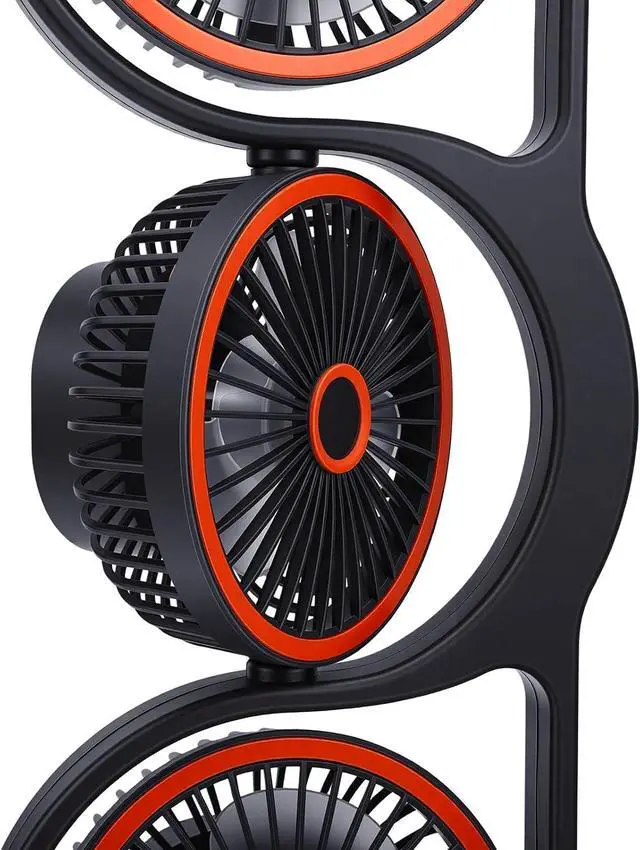 Alt view image 7 of 7 - Tangxi Desk Fan, USB Rechargeable Portable 3 Head Fan, 5 Speed Setting with Light, Table for Study Work Outdoor Bedroom (Grey)