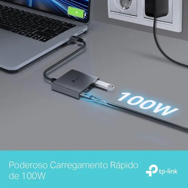Alt view image 4 of 6 - TP-Link UH3020C, 4K 60Hz HDMI, 100W Fast Charging, 1x Type-A, 3-in-1 USB-C Hub