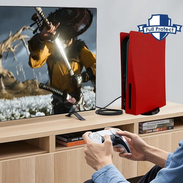 Alt view image 5 of 7 - PS5 Console Replacement Shell, Megadream Hard ABS Shockproof Anti-Scratch Dustproof Case Cover Replace Faceplate Compatible with PlayStation 5 Disc Edition - Red