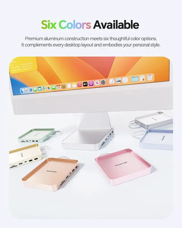 Alt view image 7 of 7 - USB C HUB for iMac 24 inch 2021/2023/2024, PULWTOP USB Hub Adapter iMac Accessories for iMacM1/M3/M4 with USB C 10Gbps 3*USB A SD/TF, Docking Station Support Expand M.2 SSD (Not Included),Silver