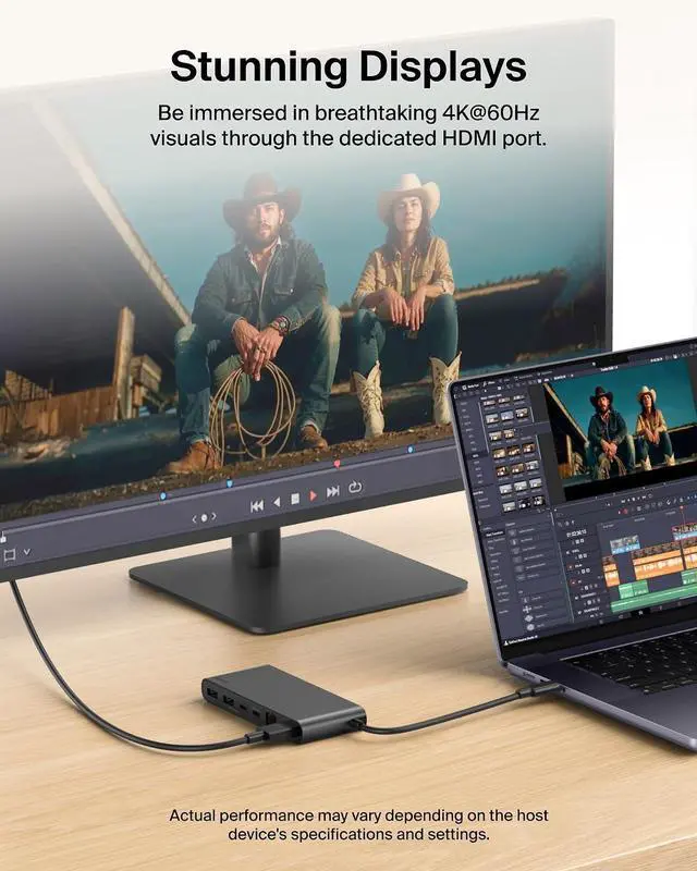 Alt view image 5 of 7 - Belkin USB-C 8-in-1 Multiport Hub, 2.5Gbps, Supports Display Resolution Up to 4K@60Hz, Supports Windows, MacOS, iPadOS, ChromeOS, Black, INC024fqBK