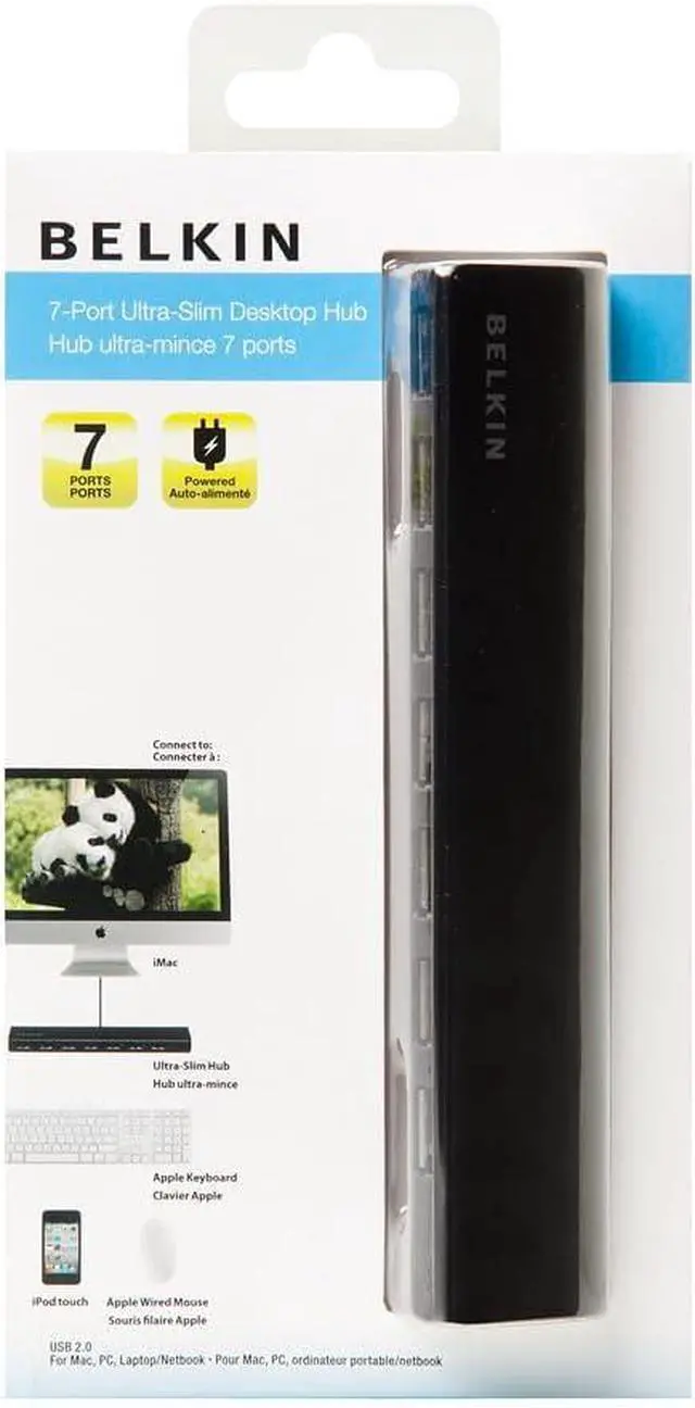 Main image of Belkin Ultra-Slim Desktop USB 2.0 Hub (7-Port), Black